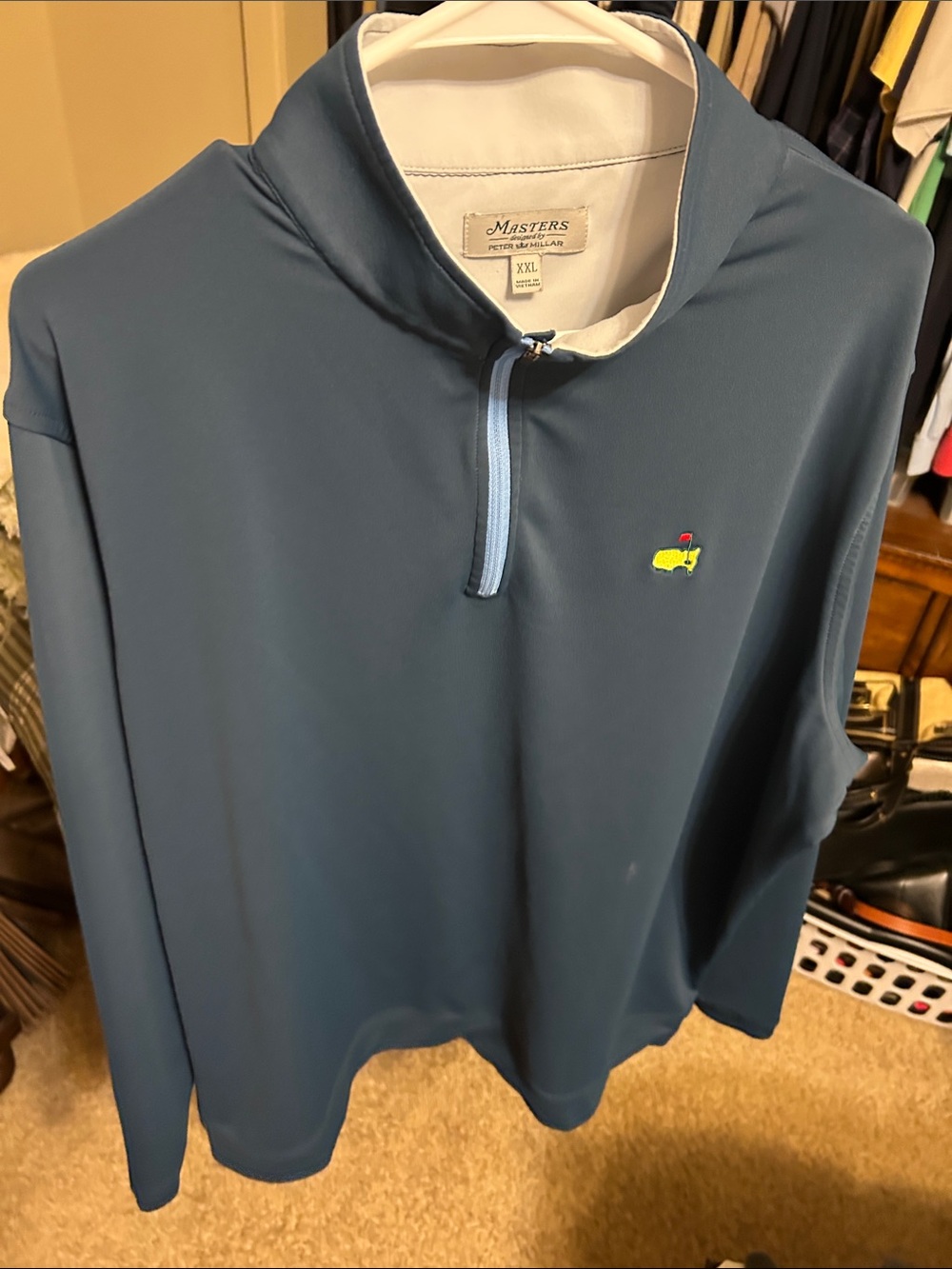Masters Men’s Long Sleeve Rash Guard in Slate Blue with Lime Logo